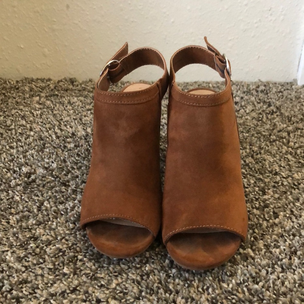 A New Day Open Toe Suede Chunky Heel